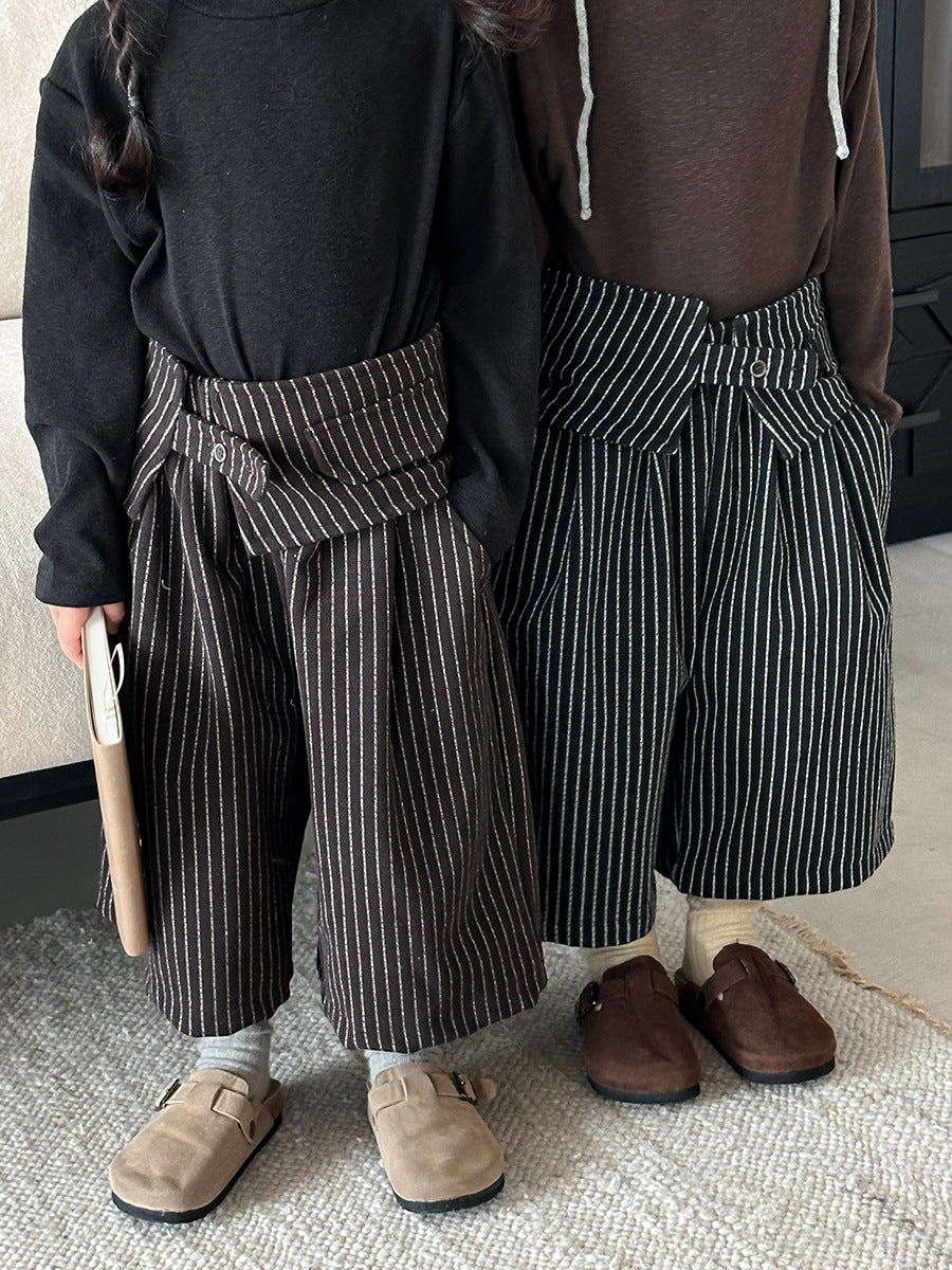 縦ストライプレトロワイドパンツ