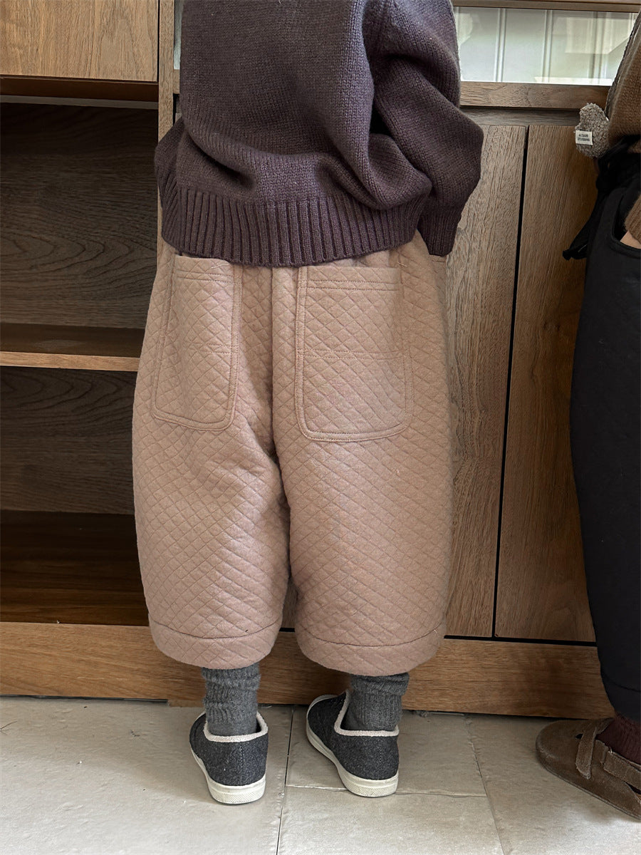 キルティング裏ボアワイドパンツ