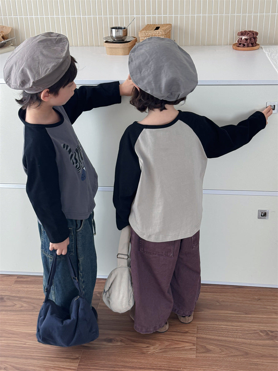 アニマル袖配色ロングT