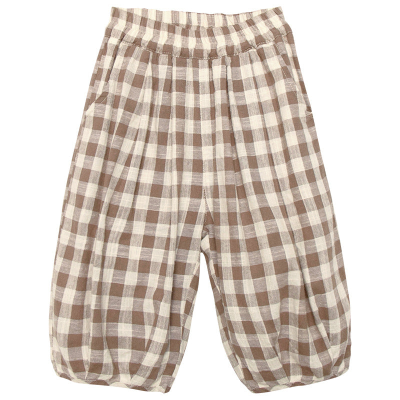 Checkered 3/4 Length Balloon Pants