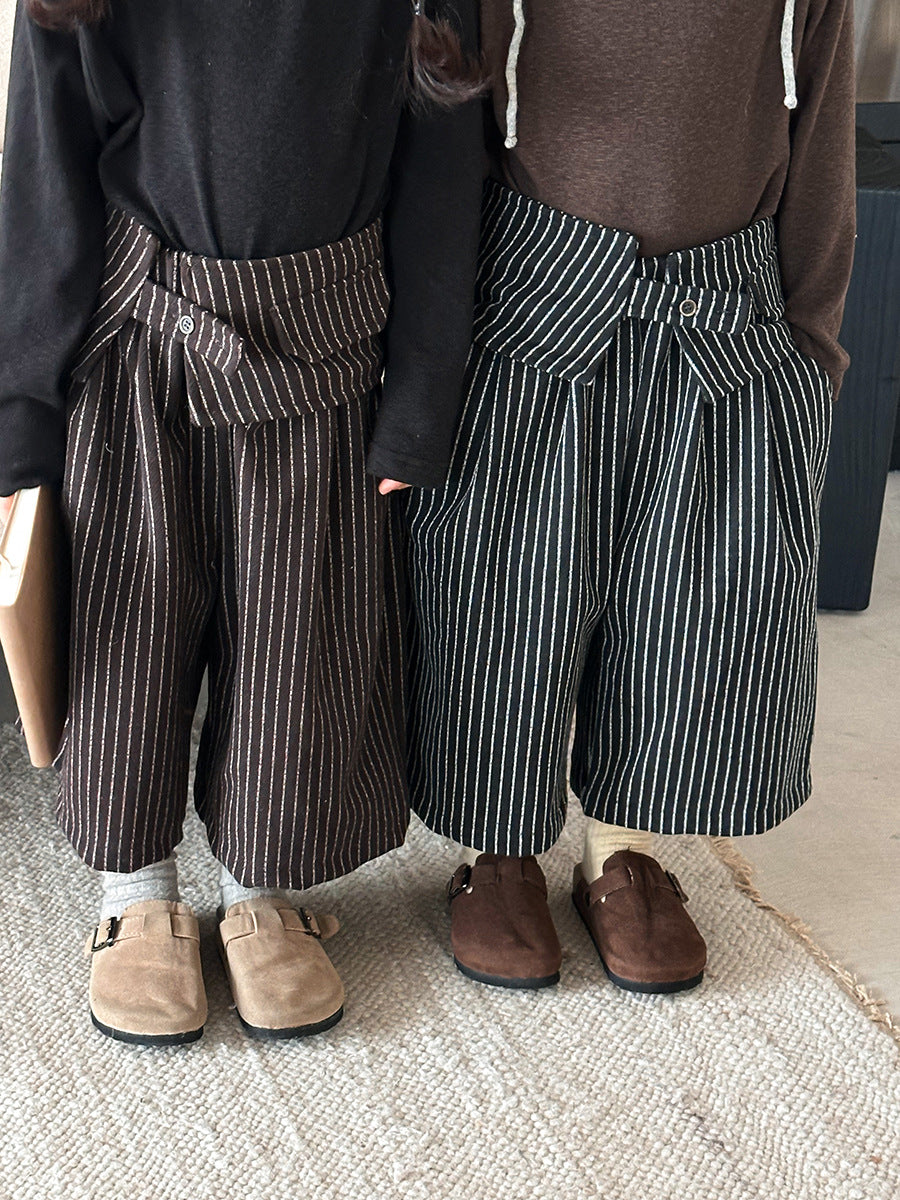 縦ストライプレトロワイドパンツ