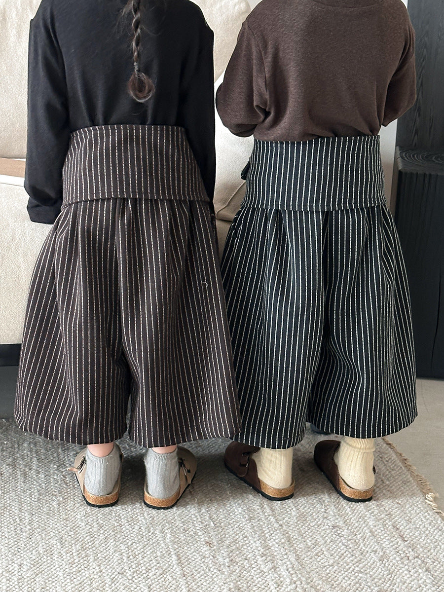 縦ストライプレトロワイドパンツ