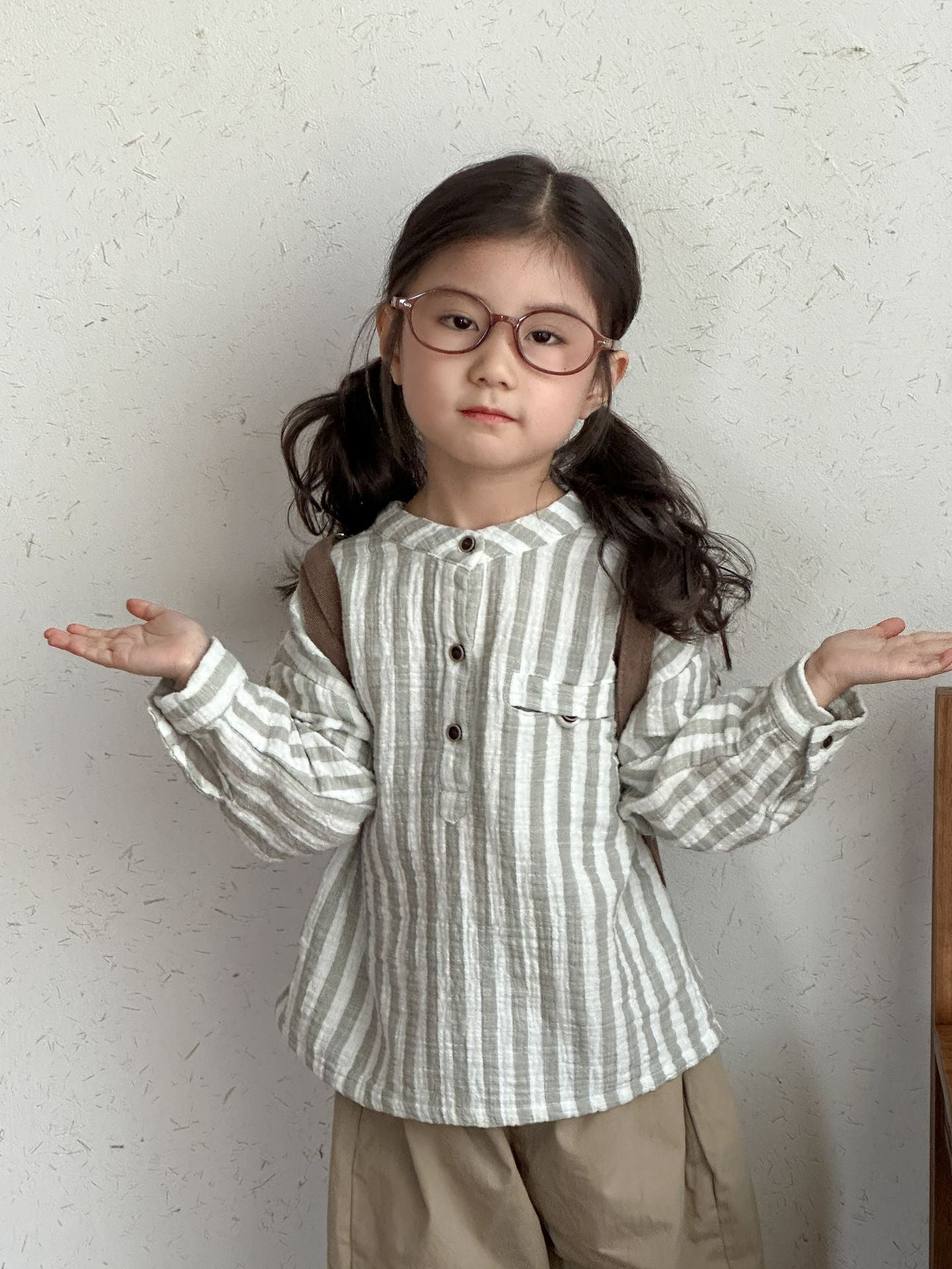 純綿ガーゼストライプシャツ