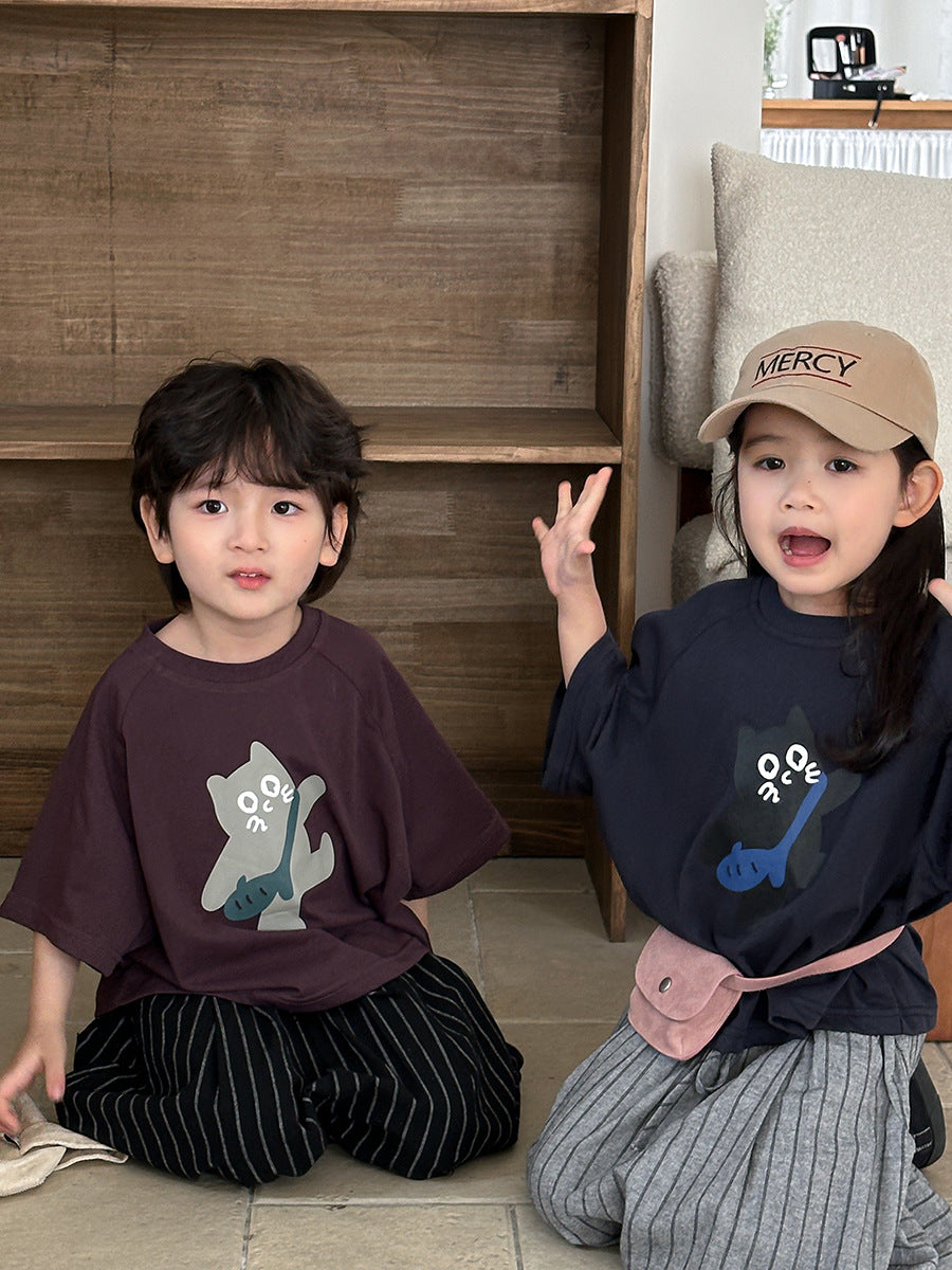 猫ちゃんプリント半袖Tシャツ
