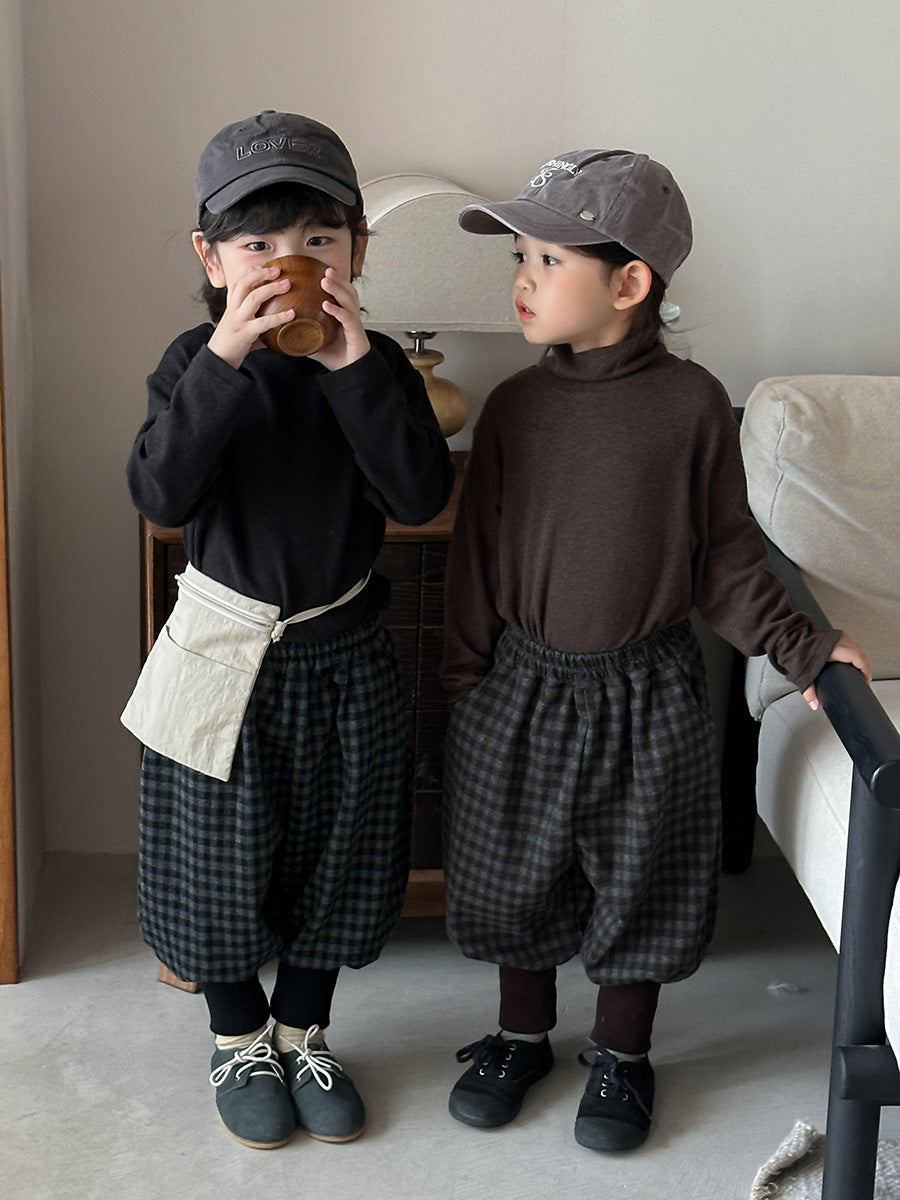 チェック柄アンクルリブパンツ