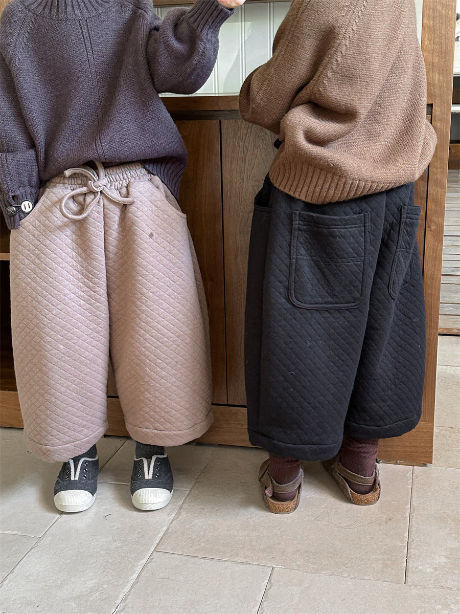 キルティング裏ボアワイドパンツ