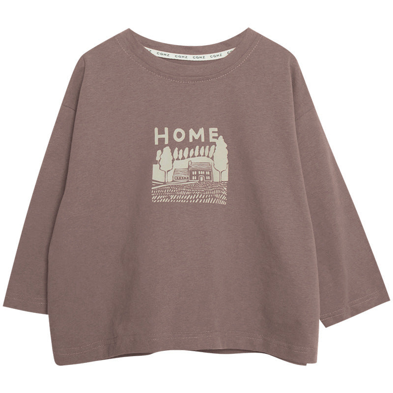 家イラスト長袖Tシャツ