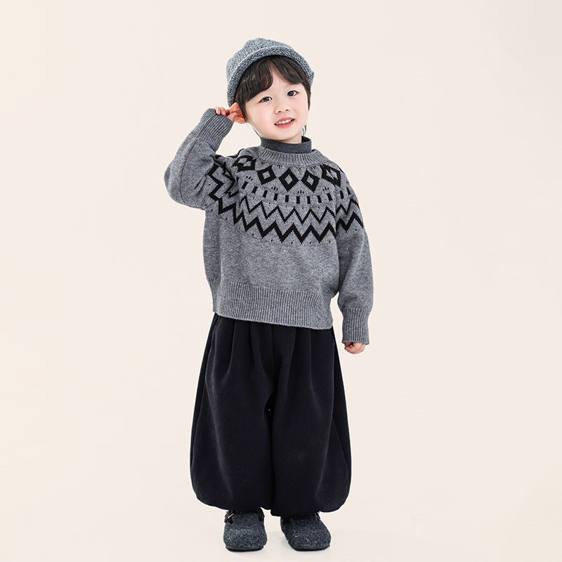 ノルディック柄厚手ニット