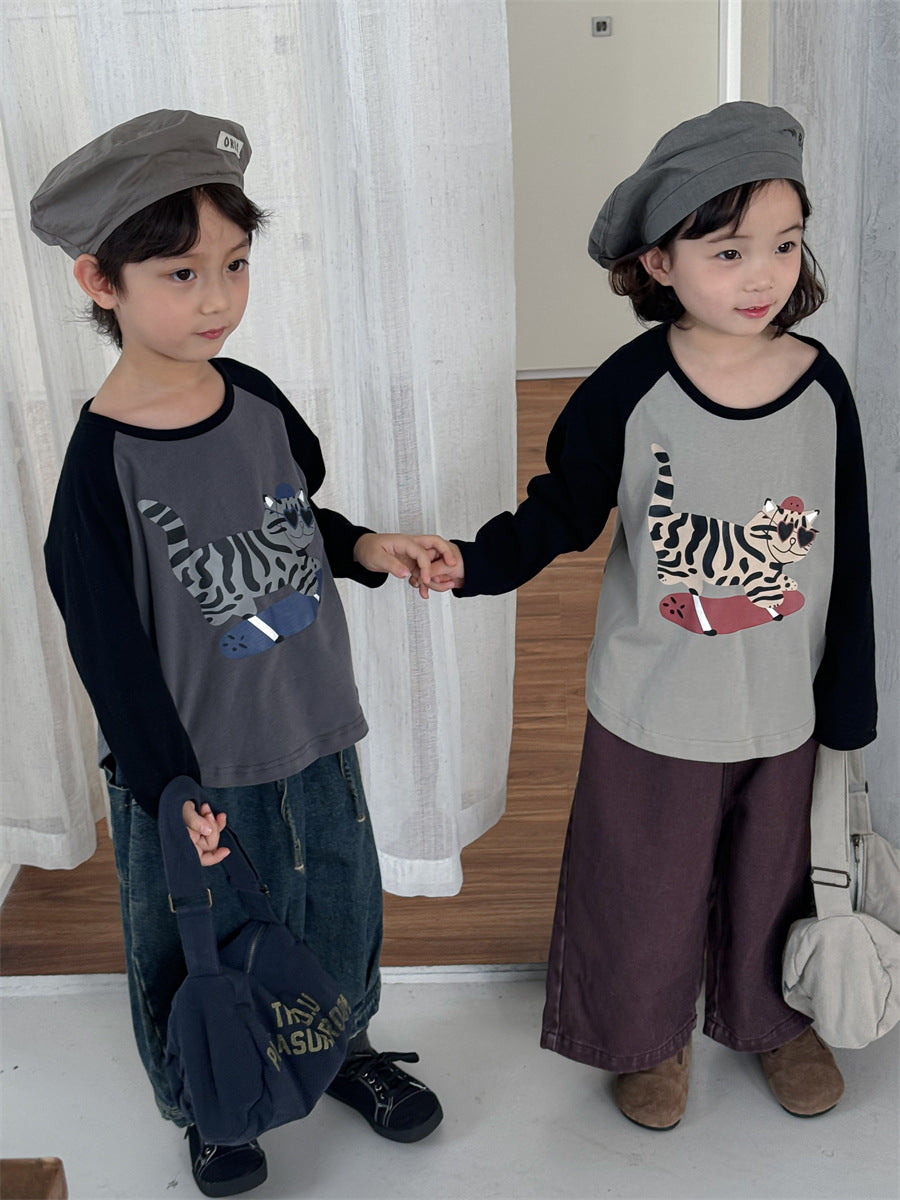 アニマル袖配色ロングT