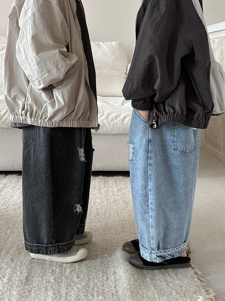 ダメージ加工デニムパンツ