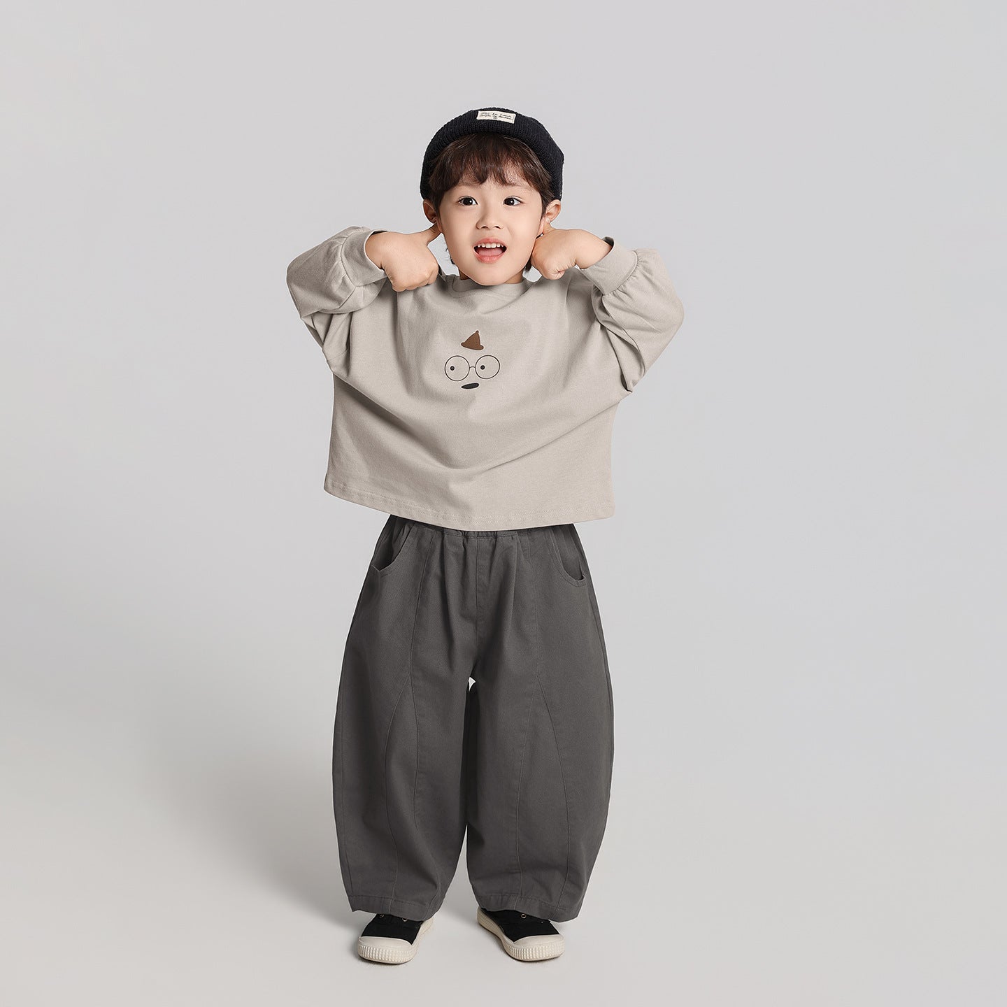 シンプルプリント純綿ロングTシャツ