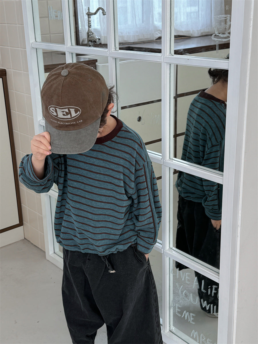 裾のドロコードボーダーロングT