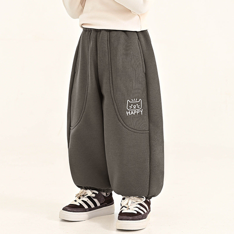 猫モチーフプリント裏ボアパンツ