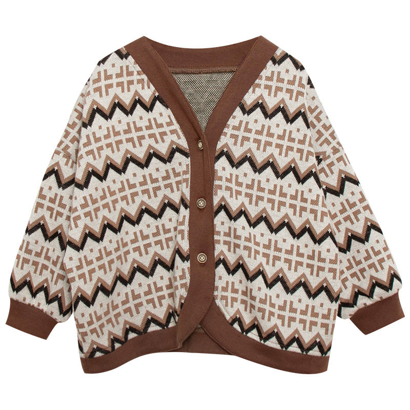 Geometric knit cardigan