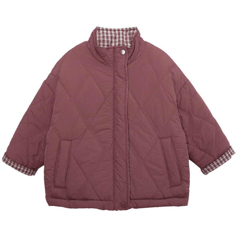 二重キルティング中綿コート