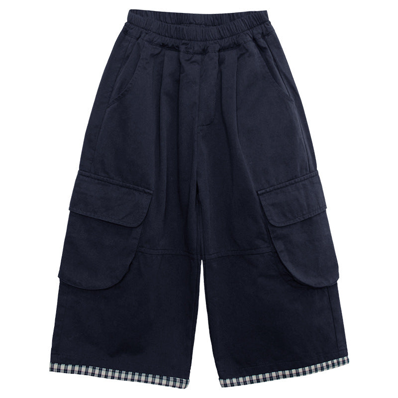 裾チェックカーゴパンツ