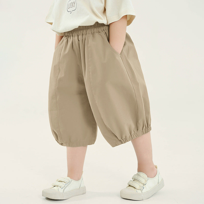 半ゴム仕様無地パンツ