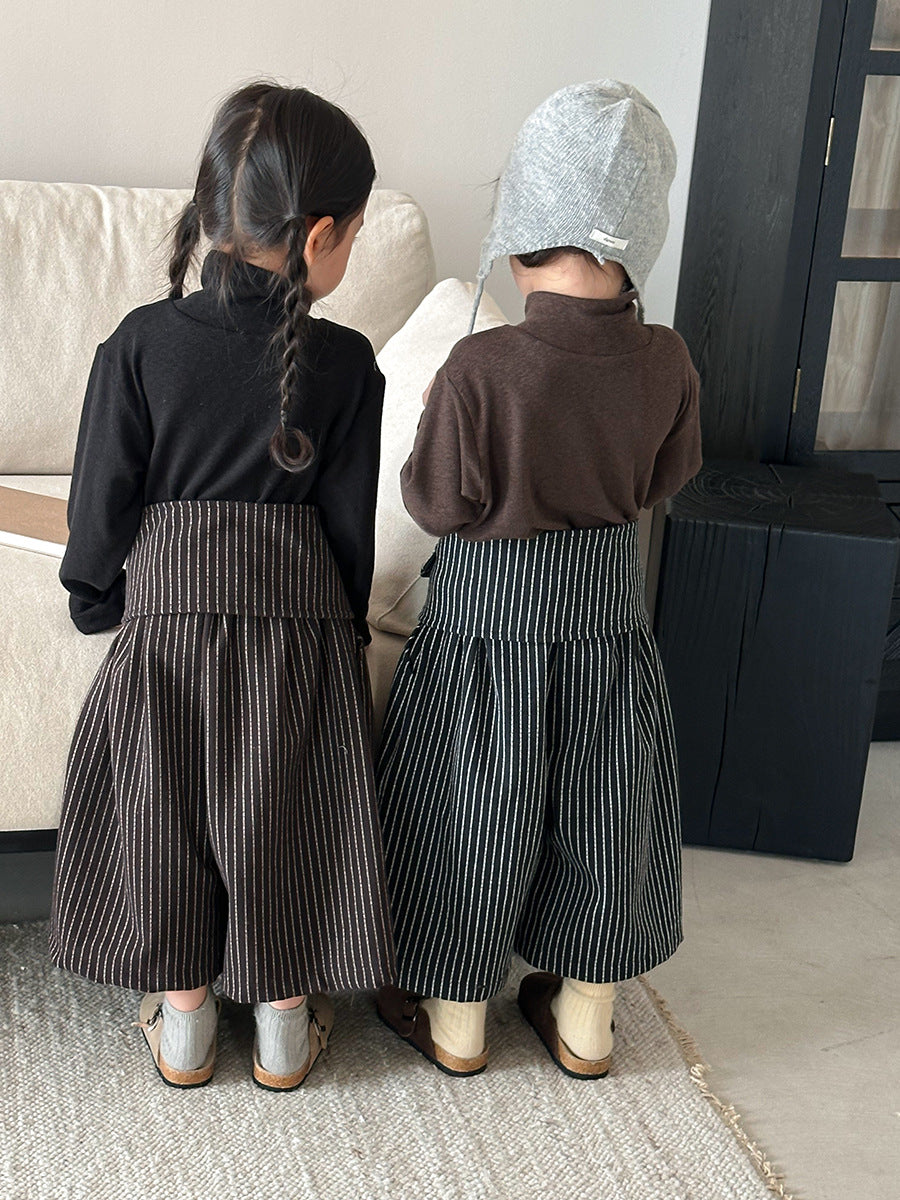 縦ストライプレトロワイドパンツ