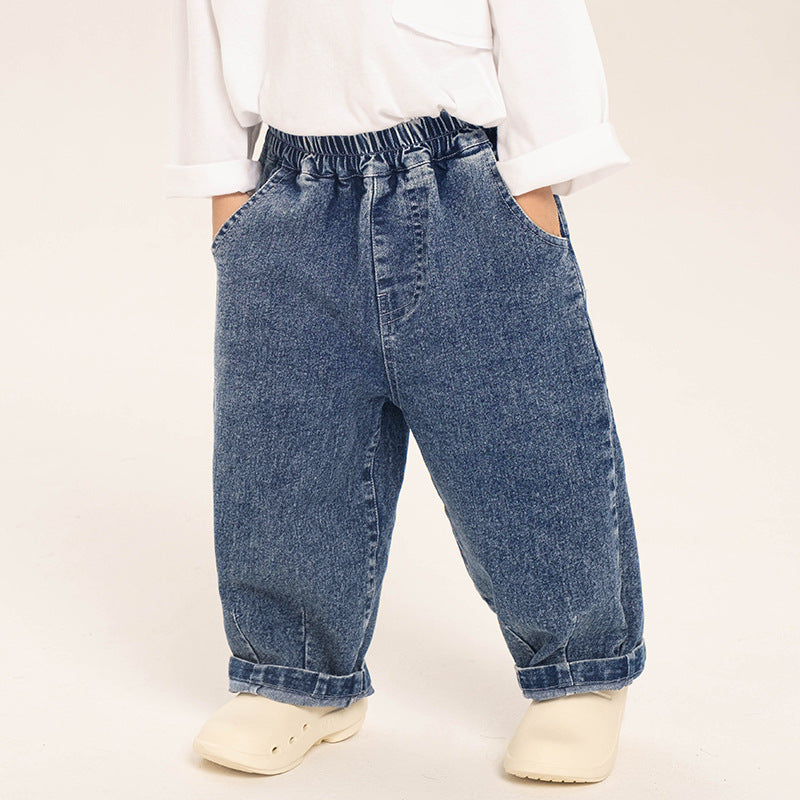 裾タックデニムパンツ