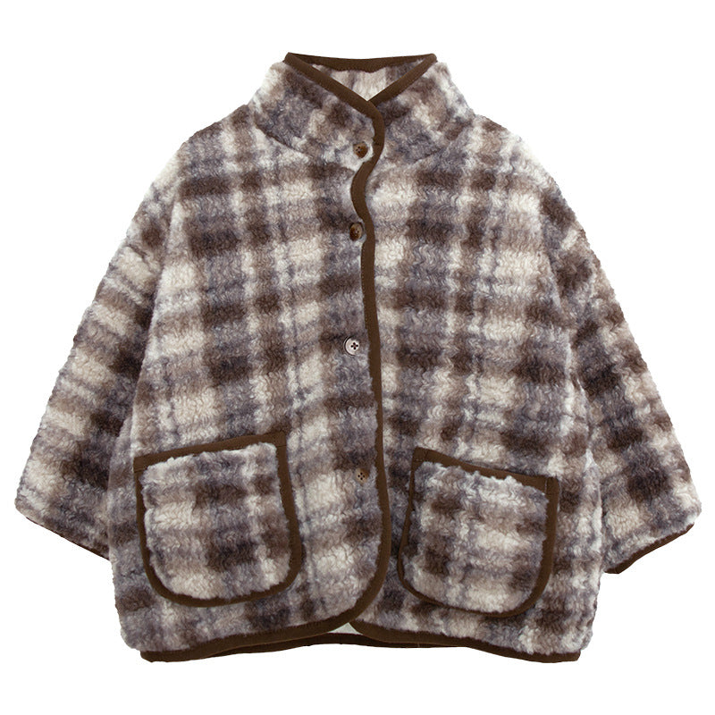 チェックボアコート