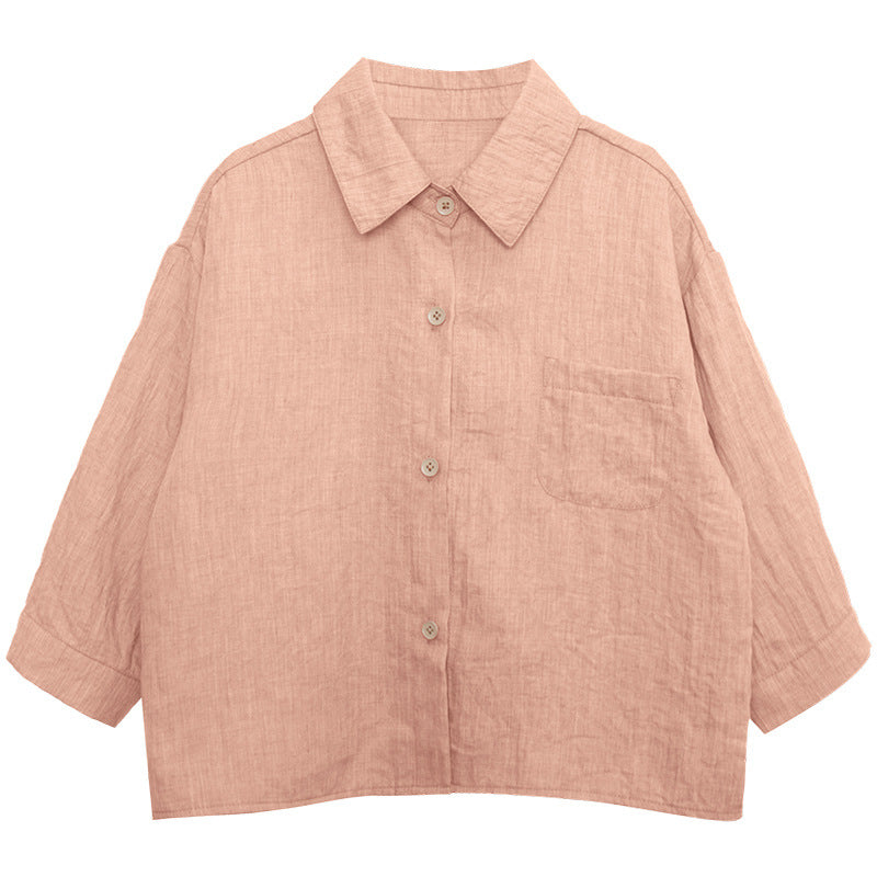 クレープ風素材薄手シャツ