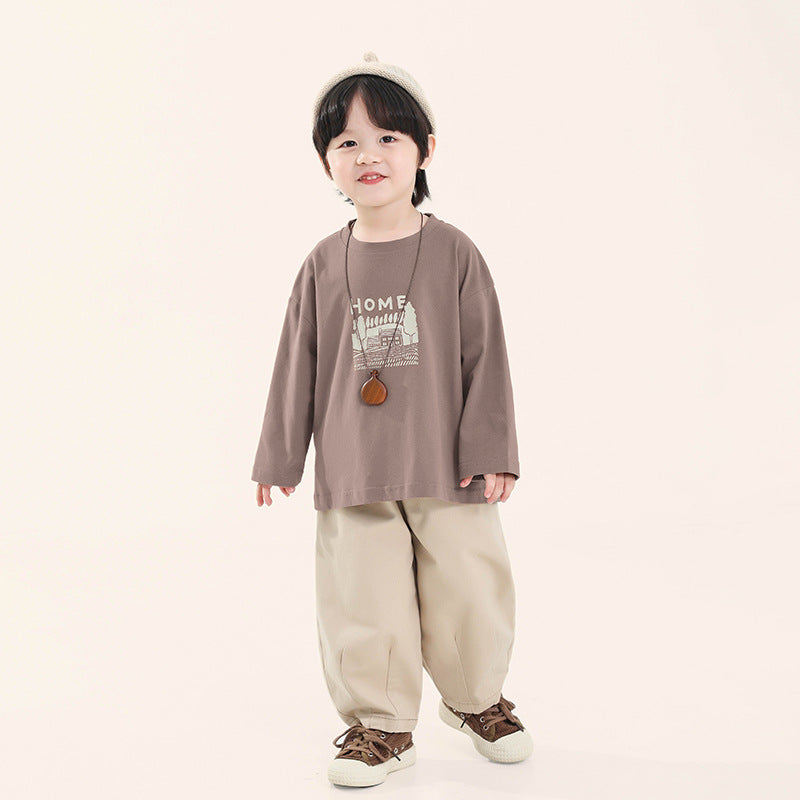 家イラスト長袖Tシャツ