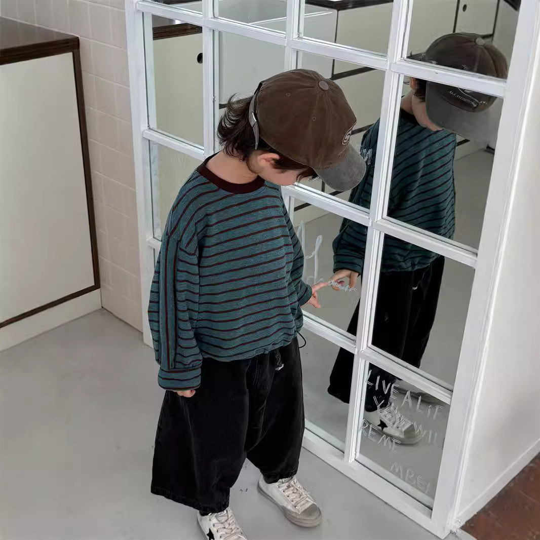 裾のドロコードボーダーロングT