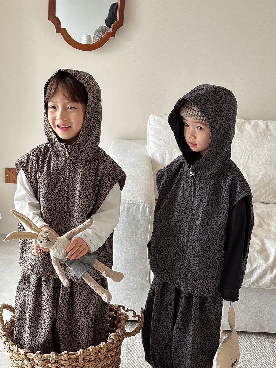 レオパード柄フードベストセット