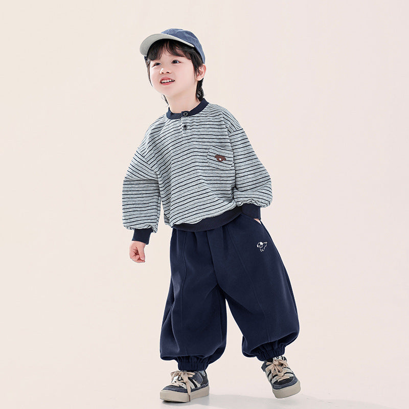 ヘンリーネックボーダースウェット