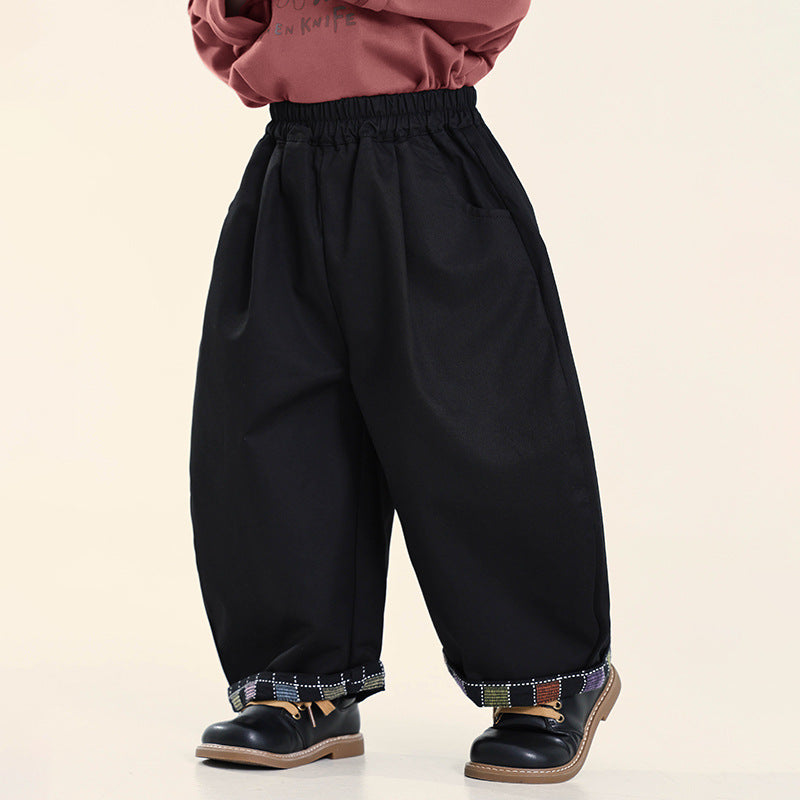カラフルチェック巻き裾パンツ