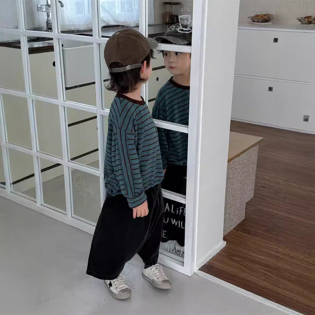 裾のドロコードボーダーロングT