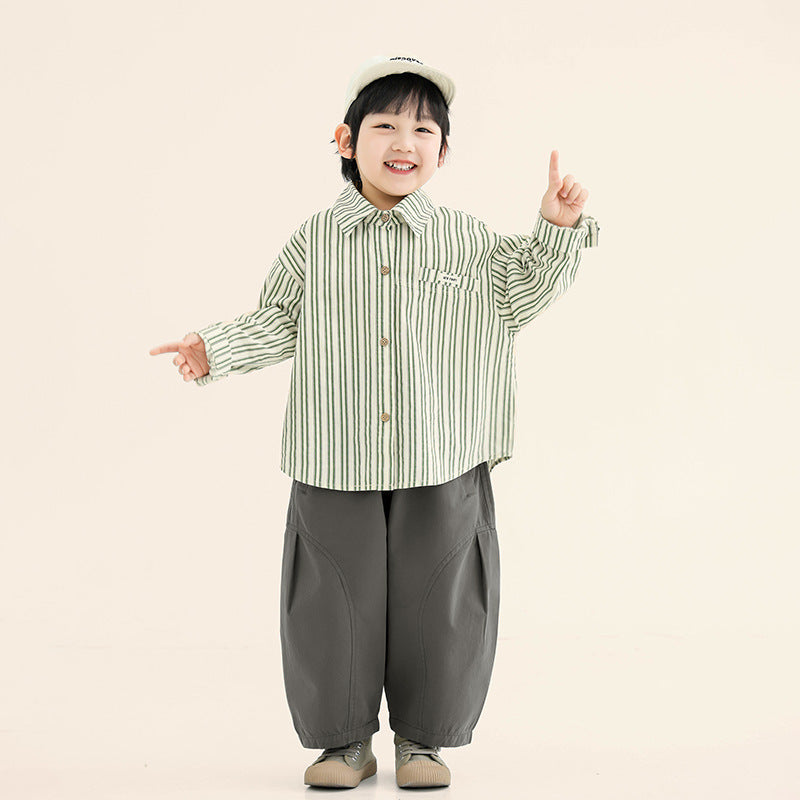 グリーンストライプシャツ