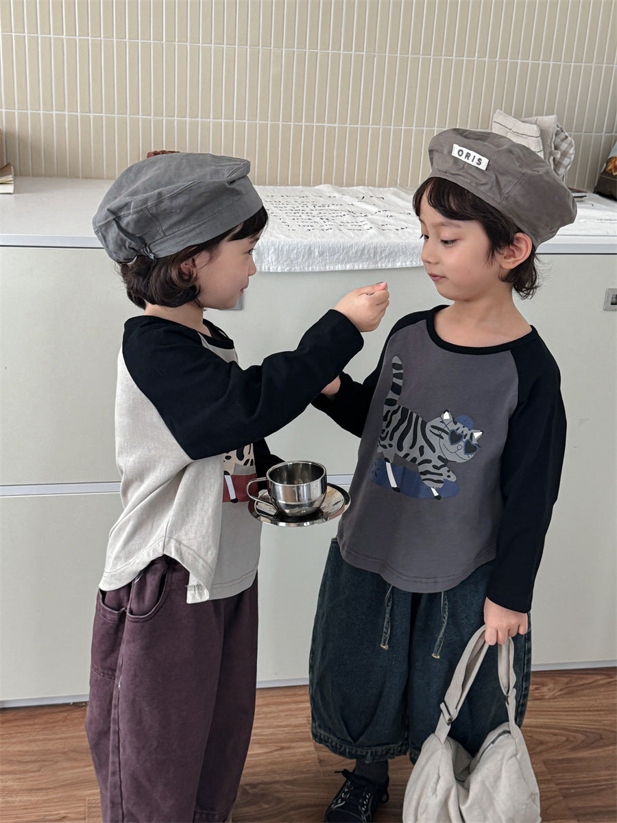 アニマル袖配色ロングT