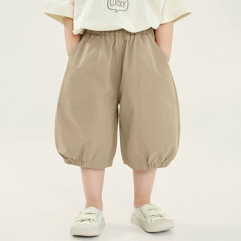 半ゴム仕様無地パンツ