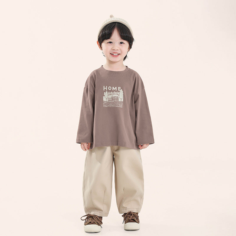 家イラスト長袖Tシャツ