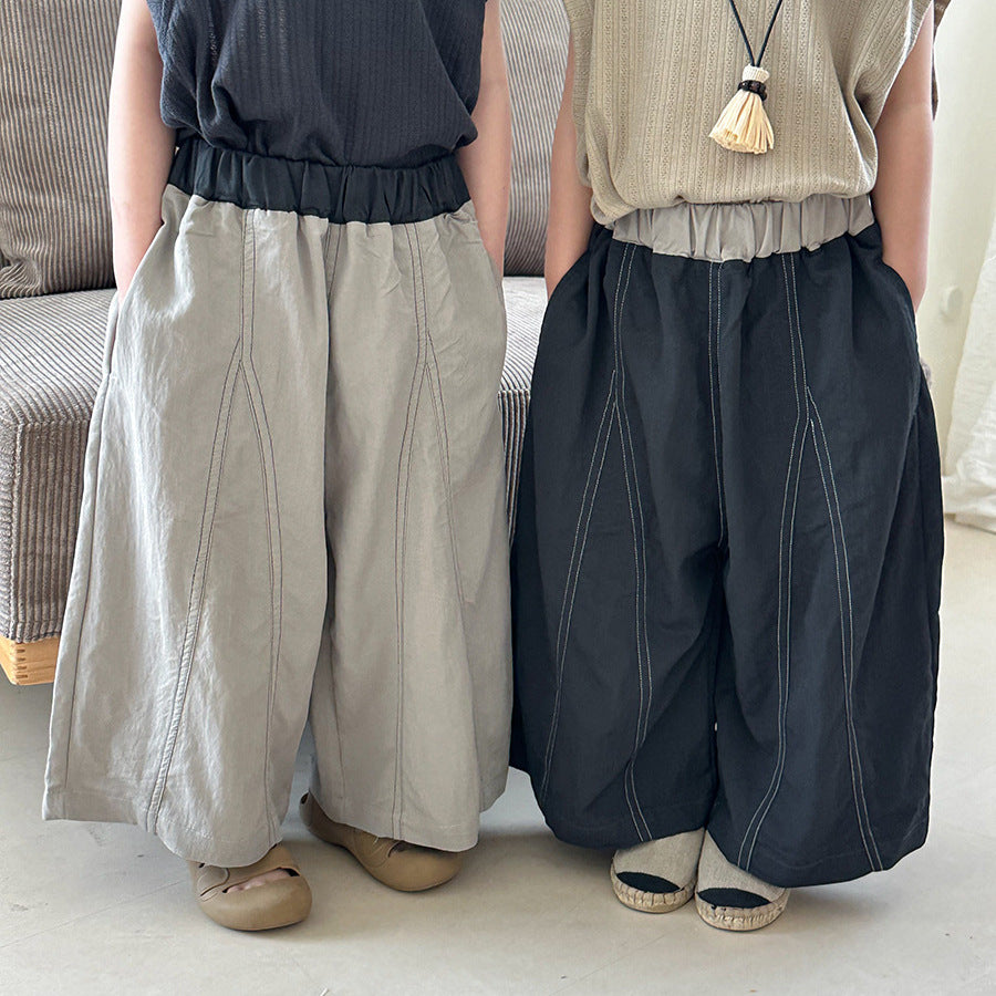 バイカラーデニムワイドパンツ
