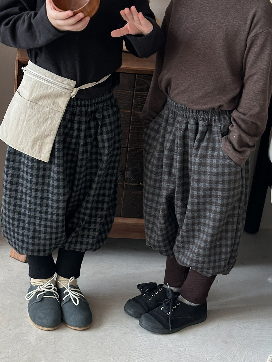 チェック柄アンクルリブパンツ