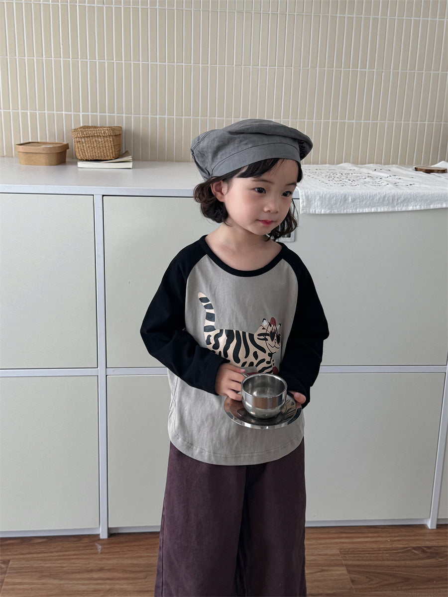 アニマル袖配色ロングT