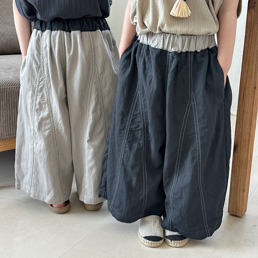 バイカラーデニムワイドパンツ