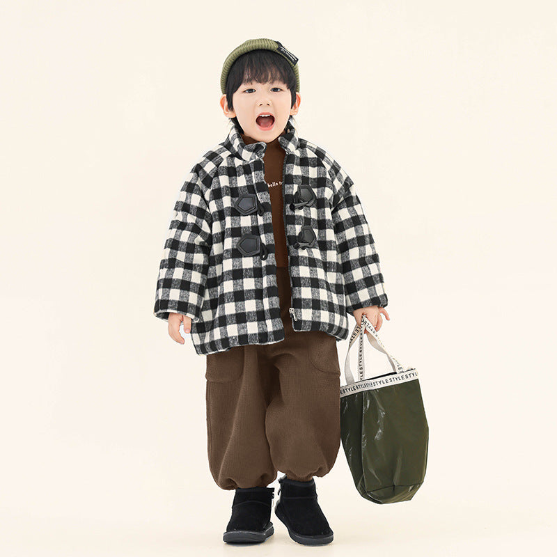 チェック柄ダッフルブルゾン