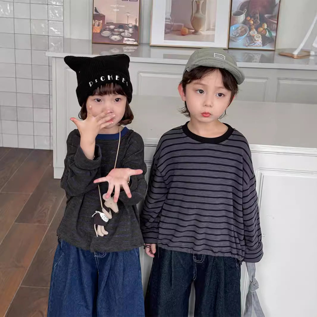 裾のドロコードボーダーロングT