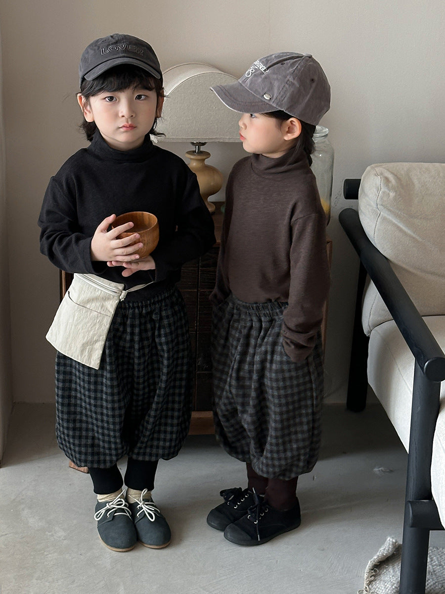チェック柄アンクルリブパンツ