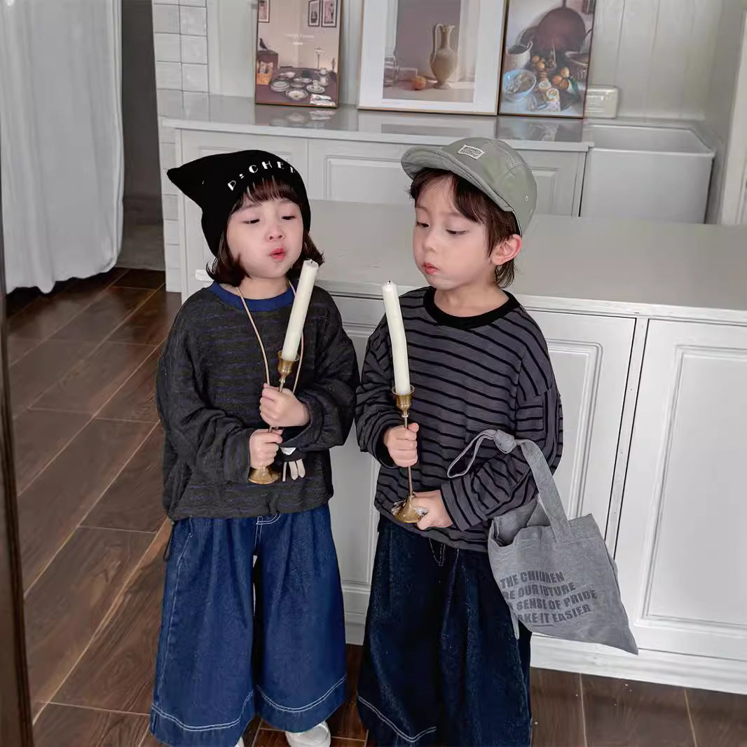 裾のドロコードボーダーロングT