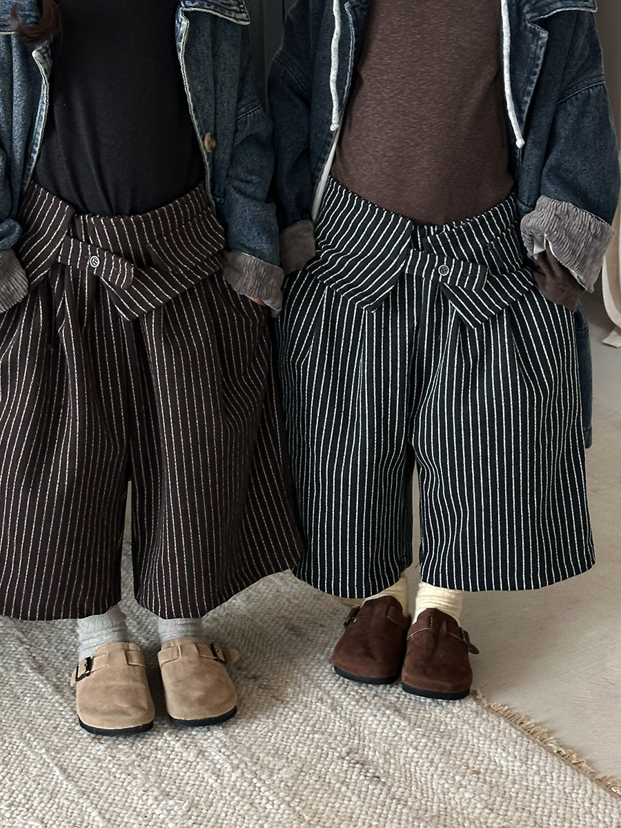 縦ストライプレトロワイドパンツ