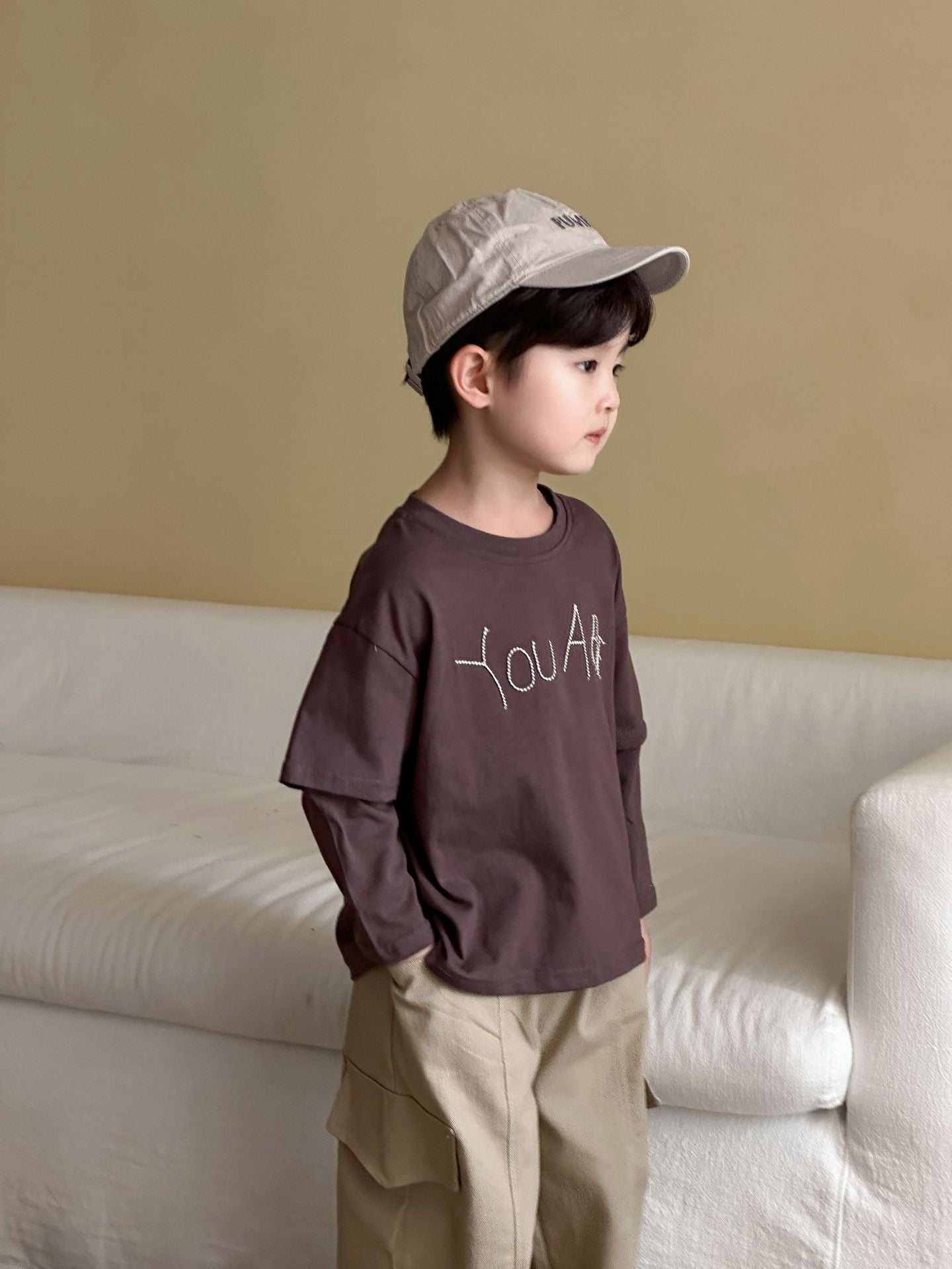 重ね着風長袖Tシャツ