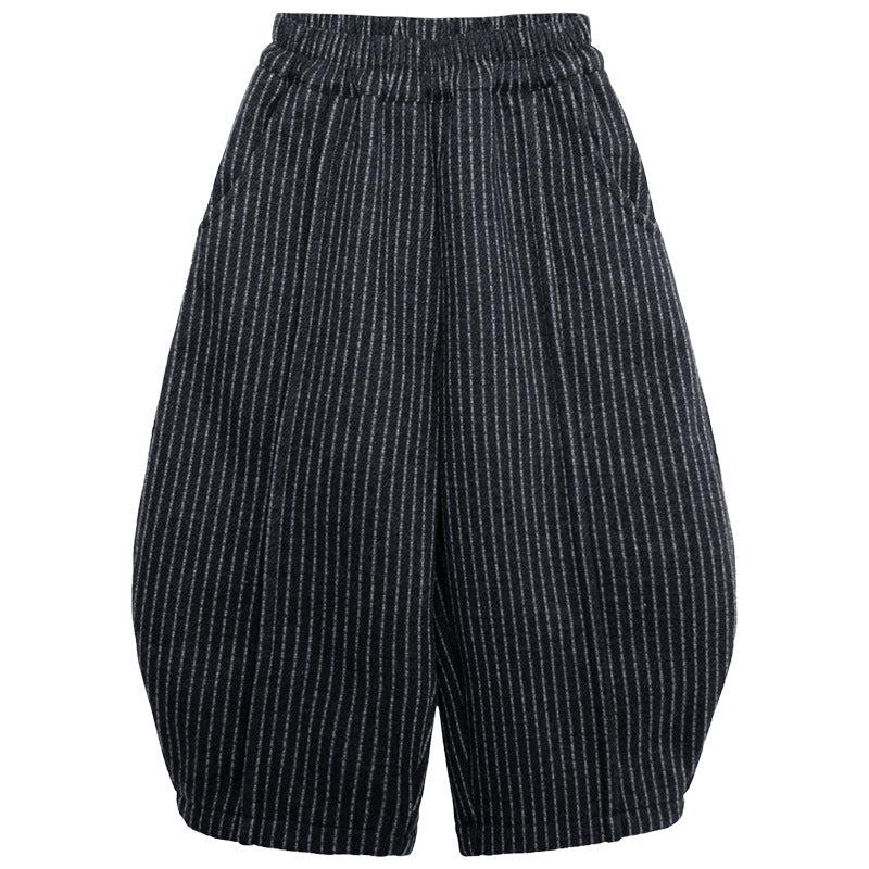 チョークストライプ裏ボアパンツ