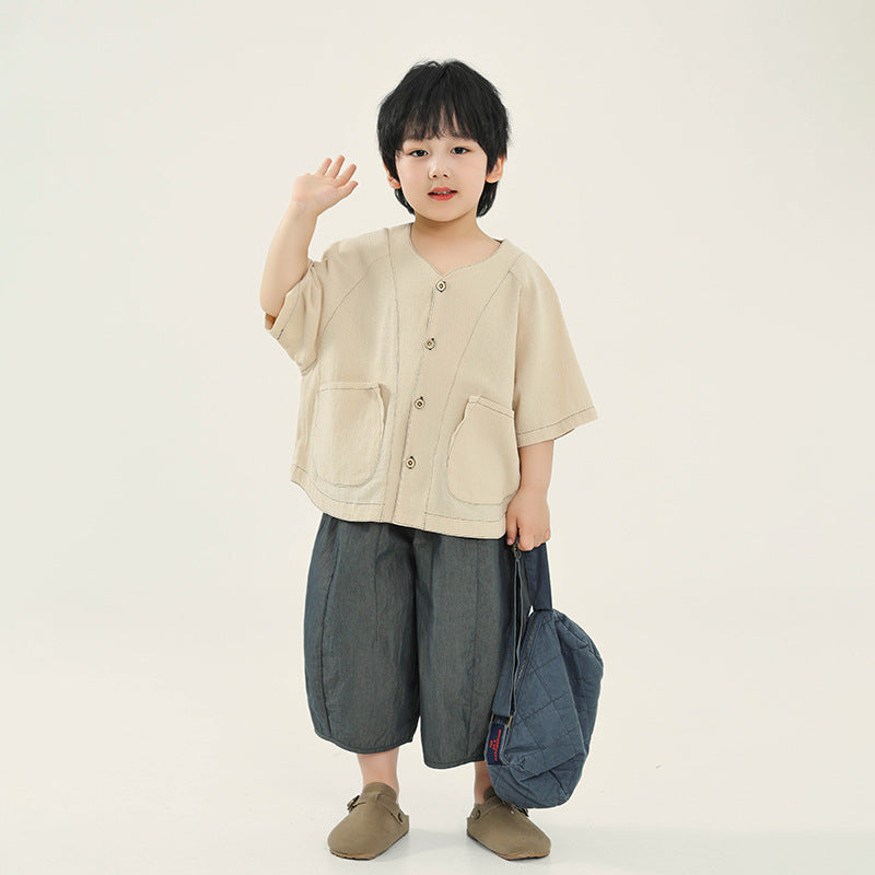 コントラストステッチシャツ