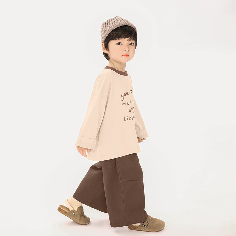 襟配色長袖Tシャツ