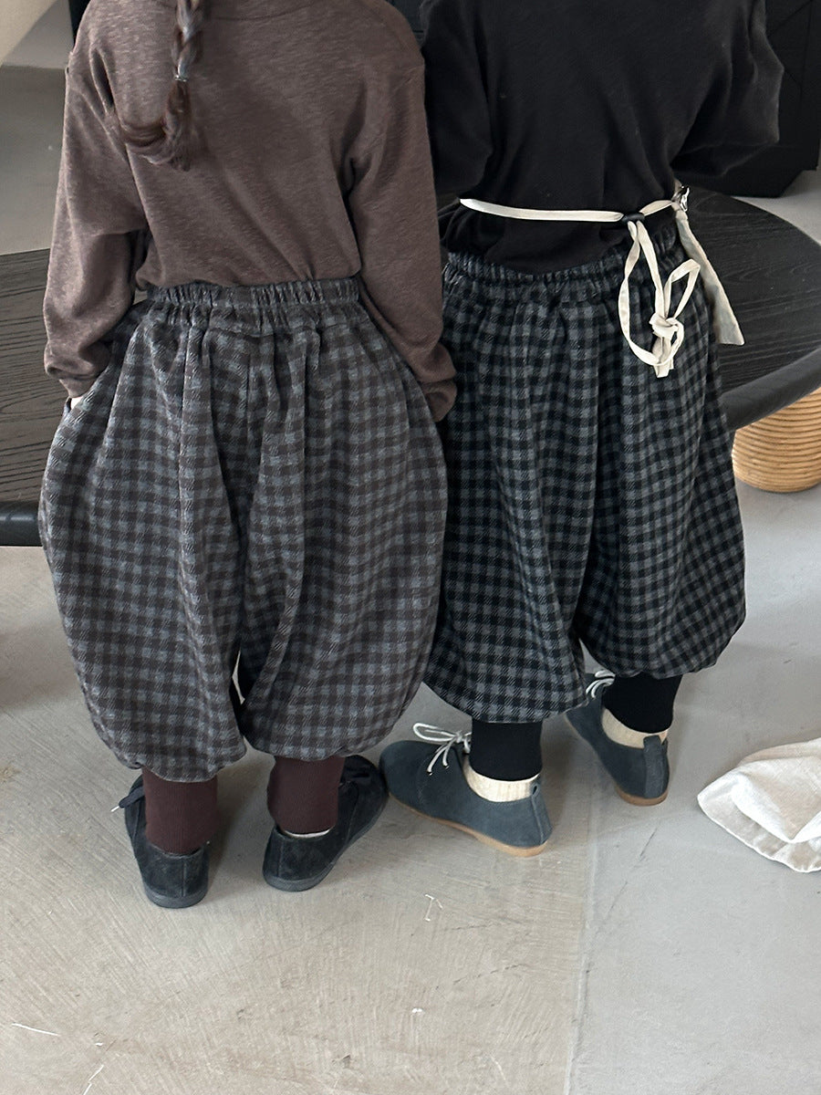 チェック柄アンクルリブパンツ