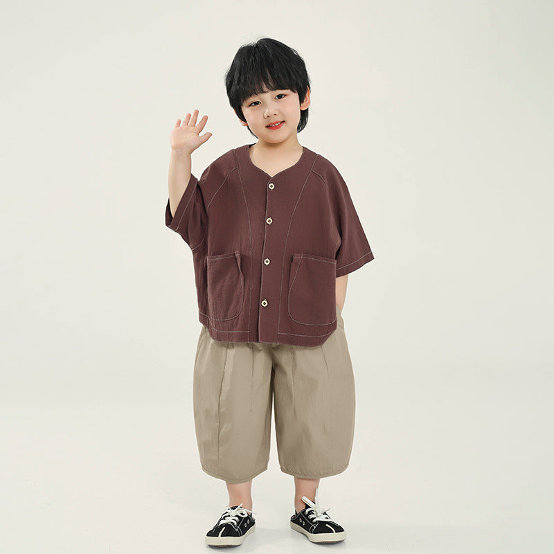 コントラストステッチシャツ